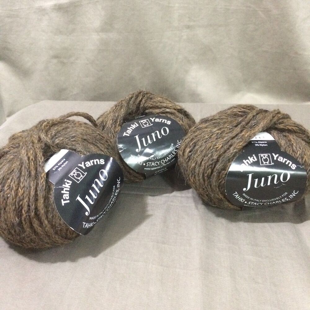Tahki Yarns Juno Brown Tweed Alpaca Blend Chunky Boucle Lot Of 3 Skeins